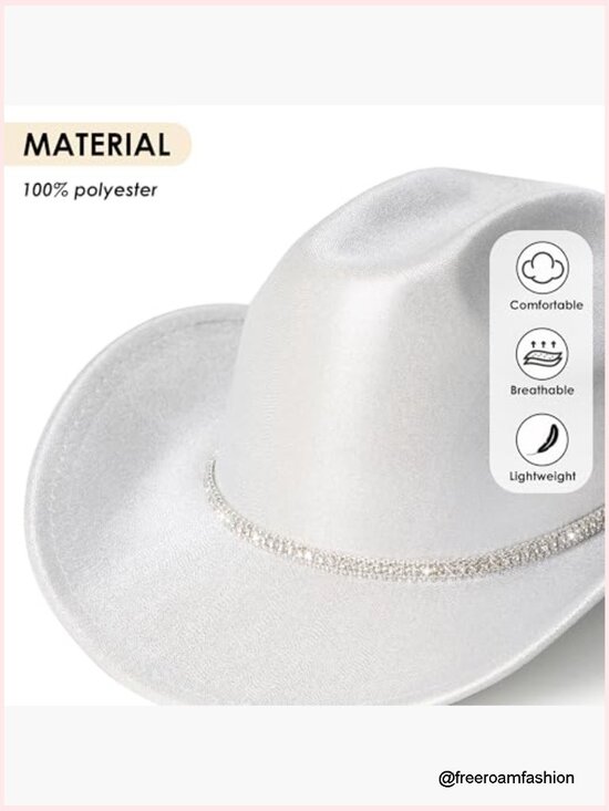 Sparkly Rhinestone Cowboy Hat with Shiny Band for Parties main image 7
